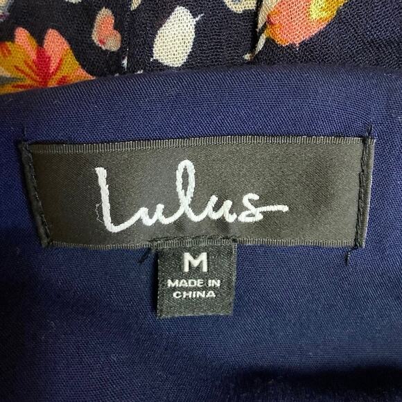 Lulus Blue Everlasting Bliss Floral Print V-Neck Sleeveless Slit Maxi Dress Sz M - Picture 4 of 5